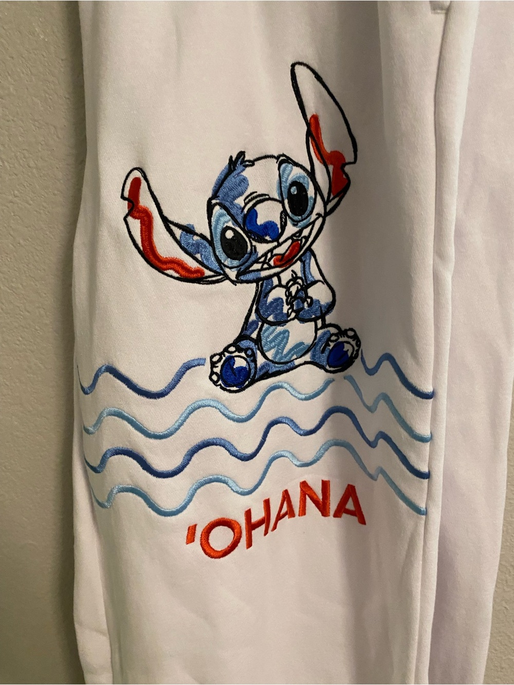 Disney White Lounge Pants with Blue & Red Stitch Graphic - multiple sizes - Picture 3 of 6